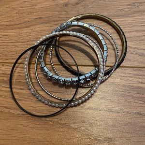 Bangle Bracelet Set with Gold, Silver, Rhinestone